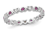 2/5 Carat (ctw) Lab-Created Ruby and White Sapphire Heart Ring Band in Sterling Silver